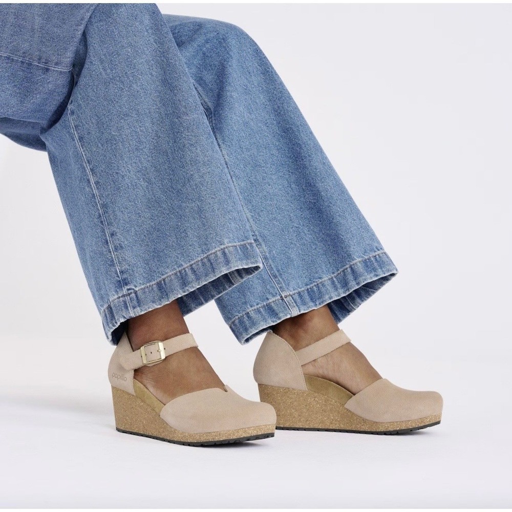 Papillio Mary Wedge Sandals Nubuck Leather Warm Sand 38 / 7